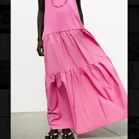 Zara Hot Pink Tiered Maxi Dress - Picture 6 of 8